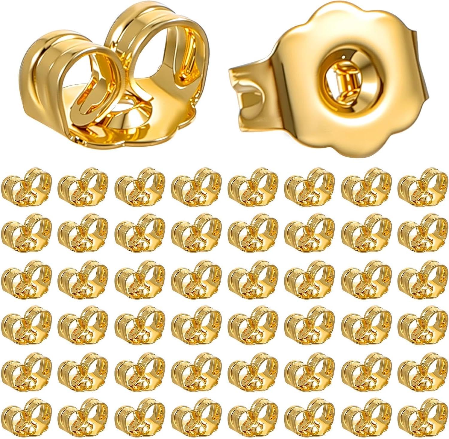 50 Pcs Gold Butterfly Earring Backs – Secure Hypoallergenic Ear lockings for Stud Earrings & Jewellery Making – Replacement Butterfly Backs for Studs and Earrings – Durable Anti-Fade Finish