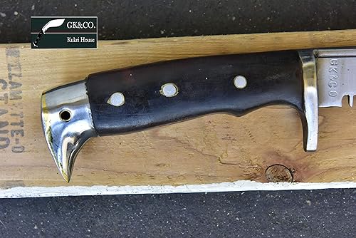 Miniatura 5 de GK&CO. Kukri House Auténtica hoja Kukri de 10 pulgadas con mango de madera rosa de espiga completa, funda de cuero rojo Kukri/Khukuri, hecho a mano