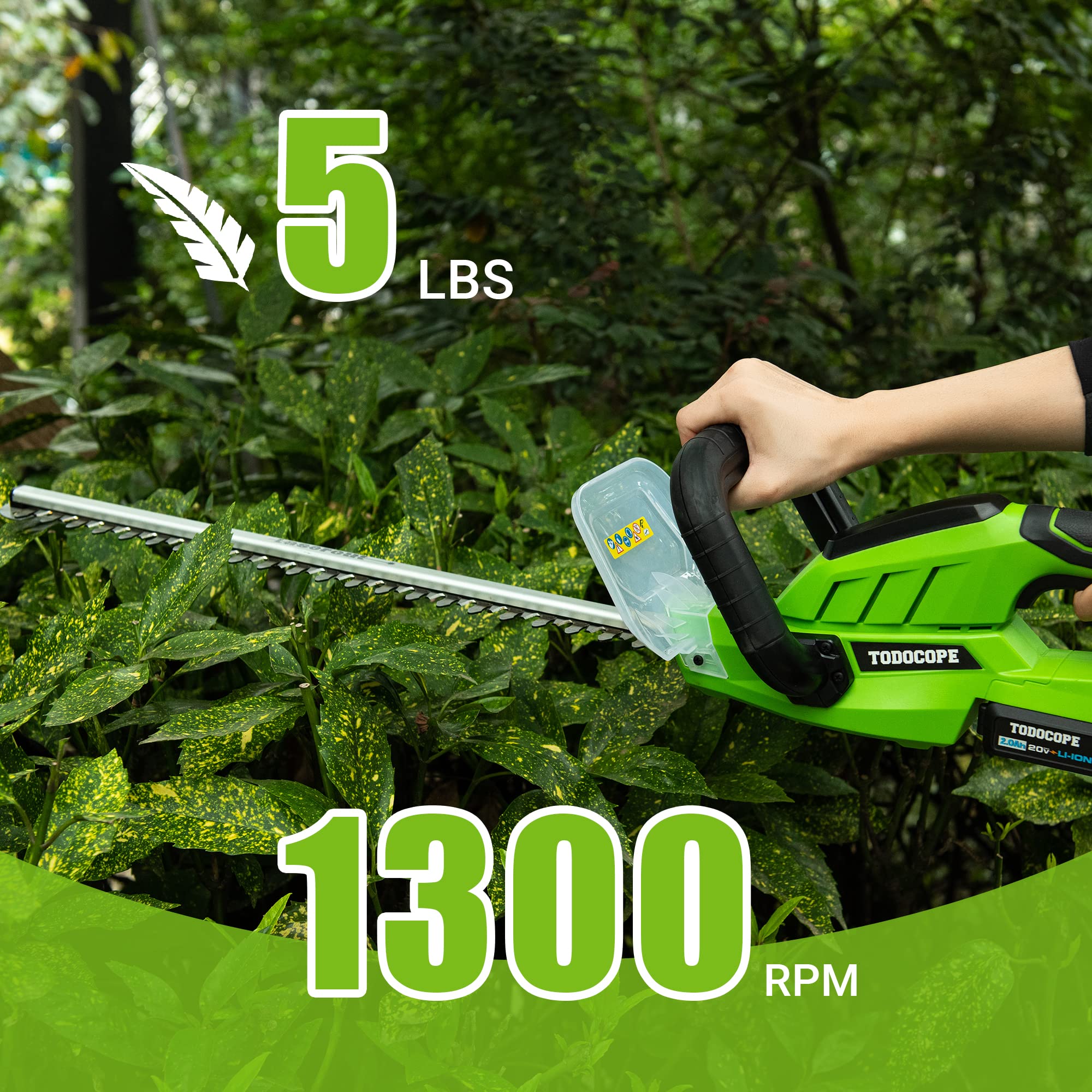 TODOCOPE 20V Cordless 23 Inch Quick Charge 2.0AH Battery Powered Hedge