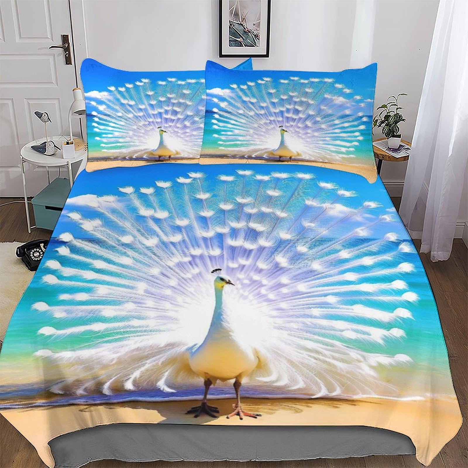 Peacock Bedding Duvet Cover 3 Pcs Set for Kids Boys Bedroom Quilt Cover Soft Microfiber Comforter Cover with Pillowcase Double (200x200cm) โ image 1