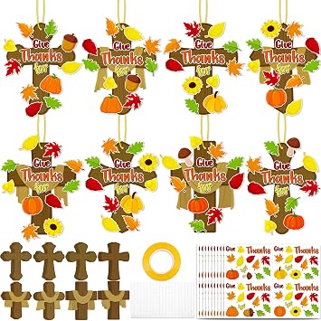 40Sets Thanksgiving Crafts for Kids Fall Cross Hanging Decorations