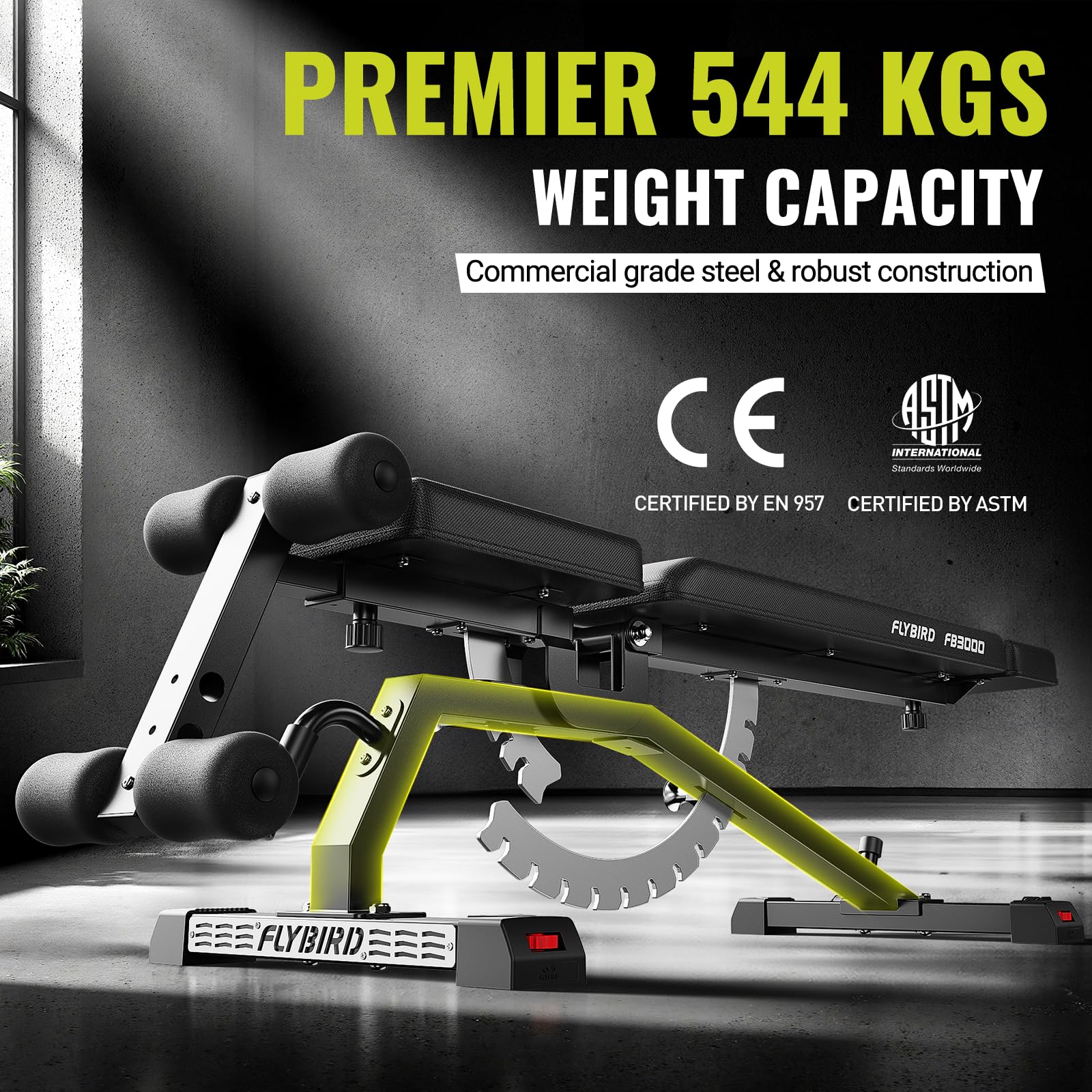 FLYBIRD Multifunctionele Gewichtbank, Krachtraining Voor Huisgym Eenvoudig Opklapbaar Instelbaar 360kg Capaciteit Met Bicepcurlsteun 544kg Zware Gewichtbank M1 363kg 3415733971