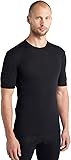 Icebreaker Merino Mens Standard 175 Everyday Short Sleeve Thermal Cold Weather Base Layer Crew T-Shirt Black Small