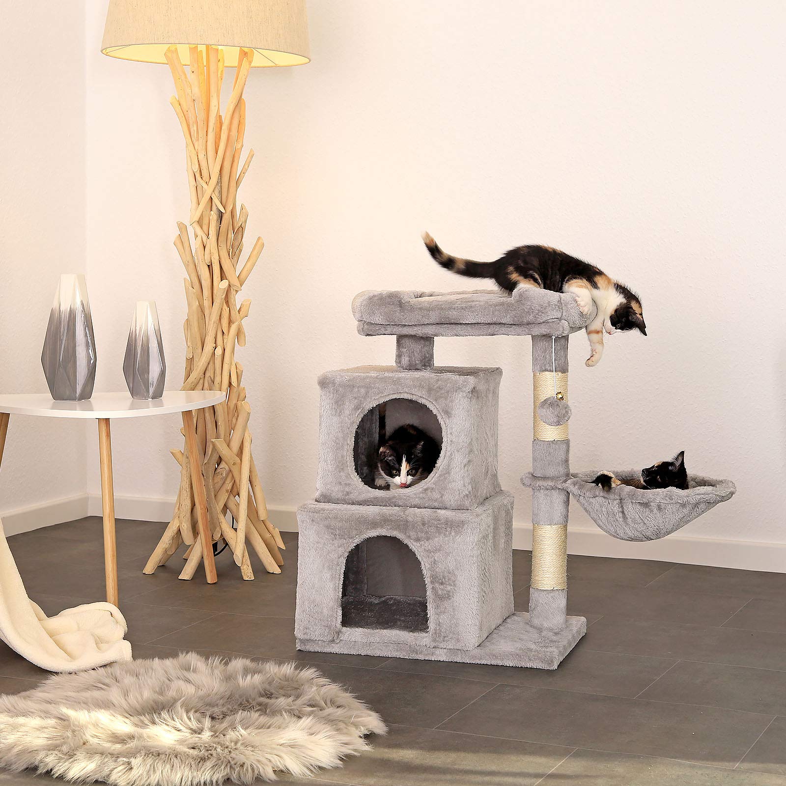 lionto Árbol rascador para Gatos Altura 70 cm, Gris Claro