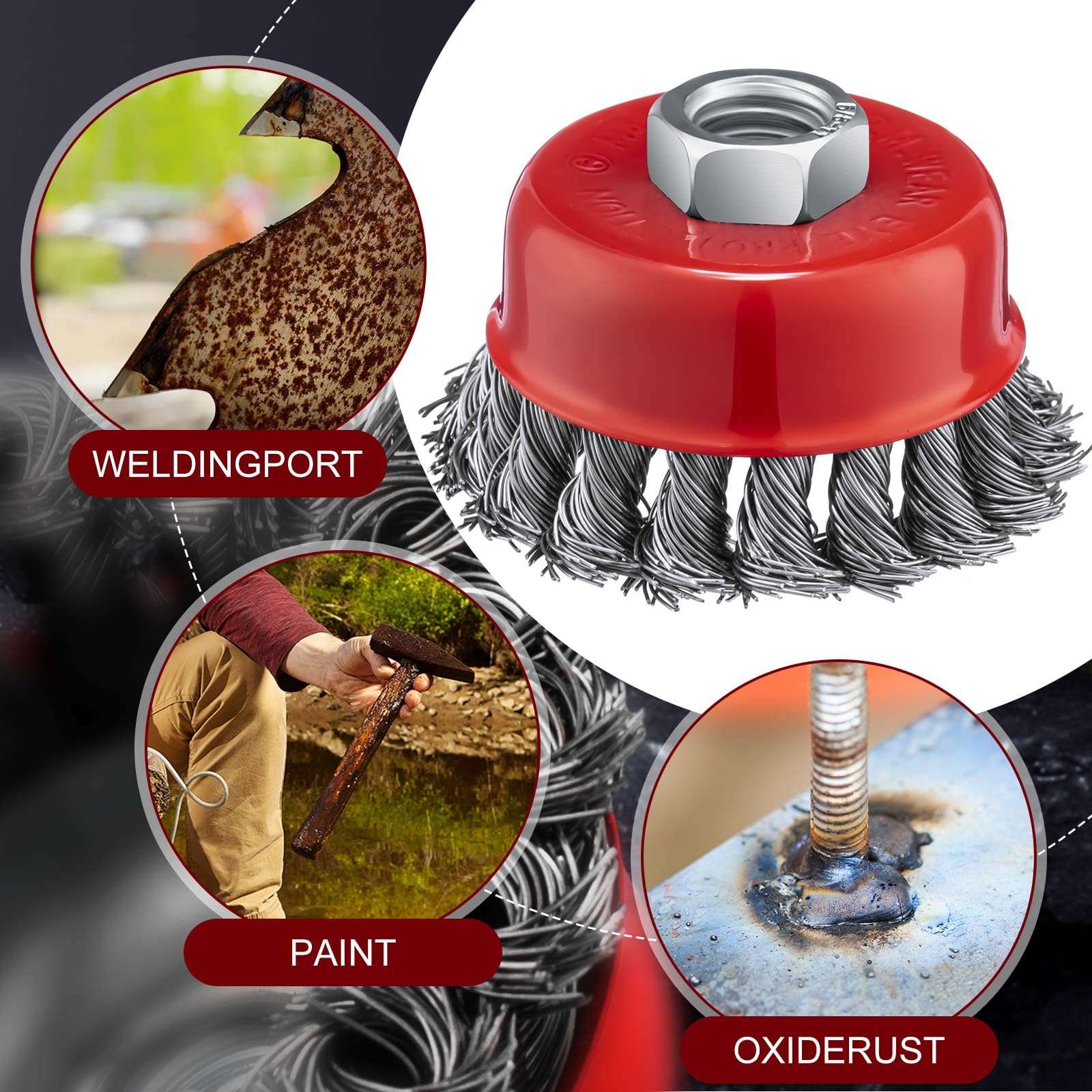 Amazon.com: Tandefio 36 Pcs 3 Inch Wire Wheel Cup Brush with 5/8