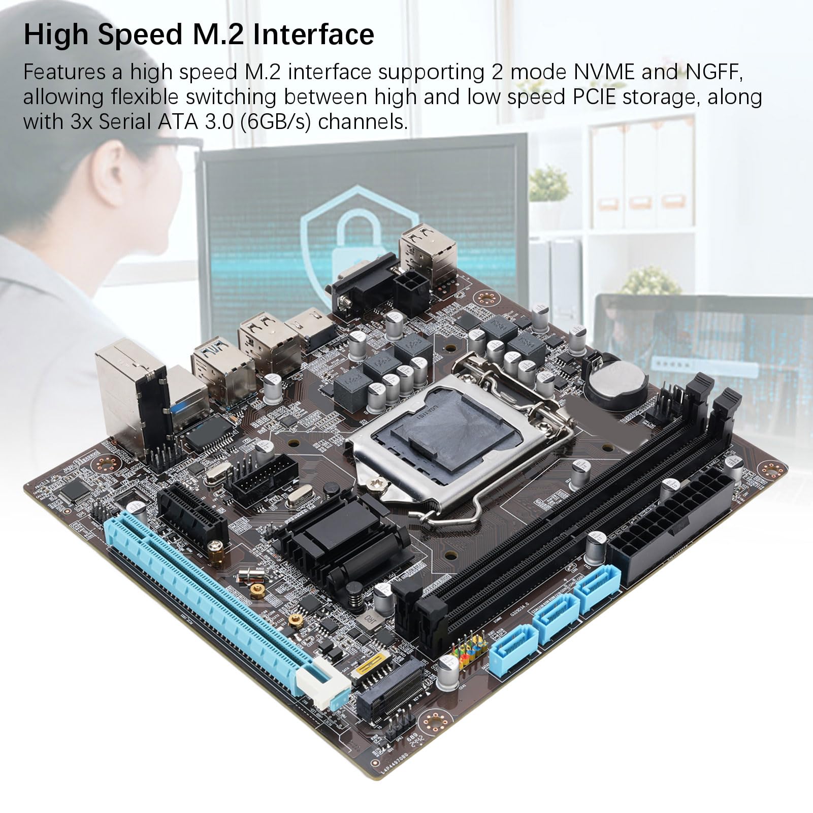 Elprico LGA 1151 Płyta Główna, H110 (6/7./8. generacji) Płyta Główna Gier, DDR4, NVME/NGFF M.2, SATA3.0 6 GB dla Core I7 8700 8700K, I5 8600K, 8600,8500,8400, I7 7700K, I7 7700, I5