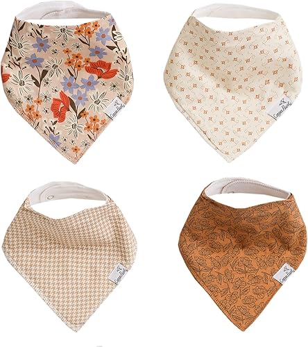 Copper Pearl Baberos bandana para bebé para babear y dentición, paquete de 4 unidades, juego de regalo Eden, juego de baberos de tela suave para