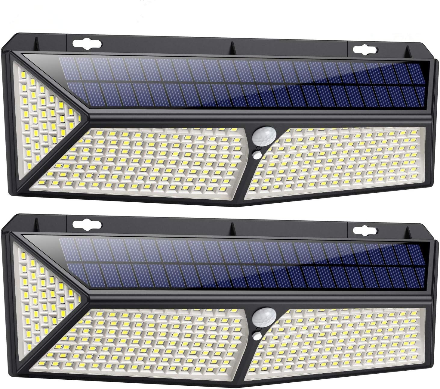 [USB Charging] 2 Pack 288 LED Solar Light Outdoor, Solar Security Lights Solar Motion Sensor Lights 4400mAh Waterproof Solar Powered Wall Lights Outside 3 Modes for Garden Fence Door