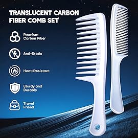 SALONSILK Combs for Women and Men, 4PCS Translucent Professional Comb Set, Wide Tooth Rat Tail Fine Tooth Set for All Hair Types