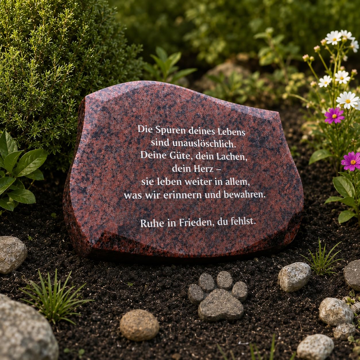 Piedra conmemorativa de granito (sin registro de origen – No para uso en cementerios), rectangular con esquinas redondeadas, pulido con conmemoración, 30 x 22 x 6 cm, resistente a la intemperie, color