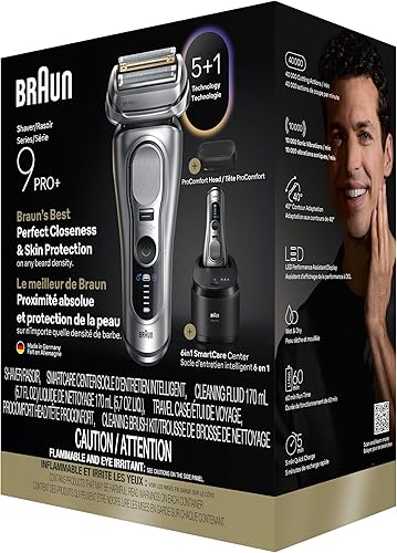 Miniatura 12 de Braun Series 9 PRO+ Electric Shaver, Wet & Dry Razor, Pro SensoAdapt, 6in1 SmartCare Center, 9697CC, Silver