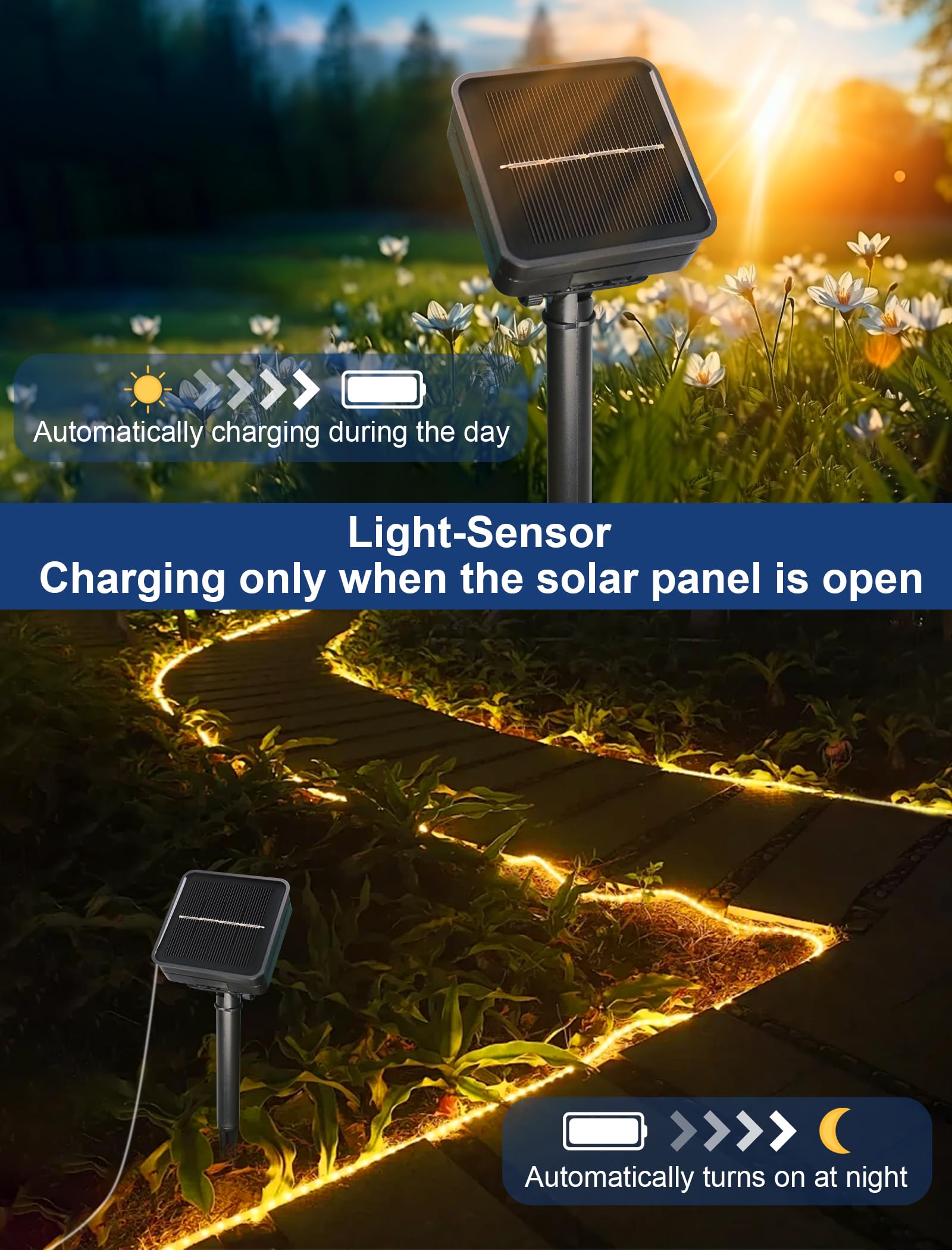100LED Solar Tube String Light 8 Kinds Of Waterproof Outdoor Led Warm White Copper Wire Light For 2024 Garden Decorative Lights - 39