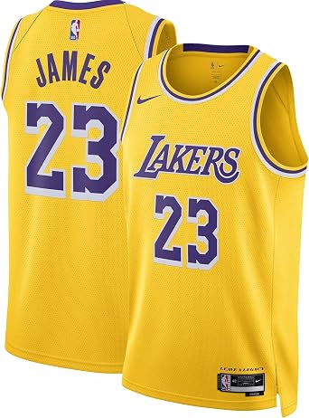 Nike - Lebron James -Los Angeles Lakers Unisex Gold Swingman Jersey -Icon Edition XL, X-Large, Yellow