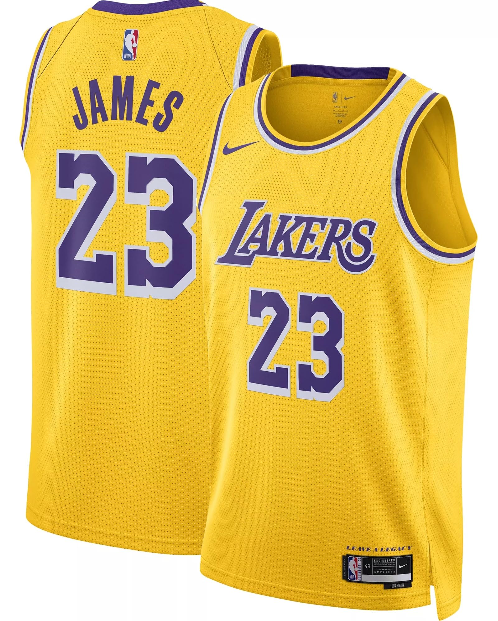 Nike Maillot Lal DF Swgmn ICN 22 pour Homme, Jaune/James Lebron 23, XXL