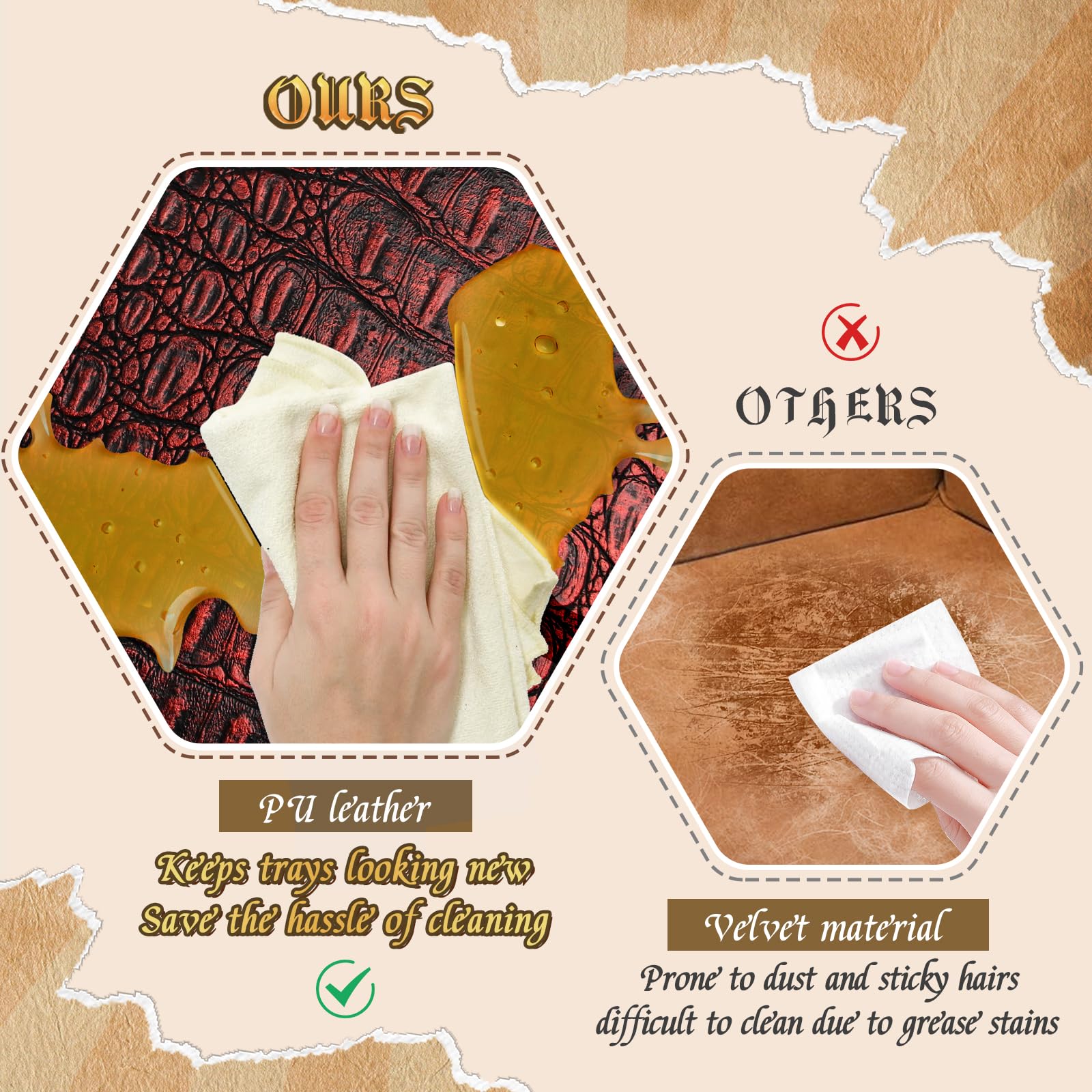 Byhoo Bandeja de Dados DND con patrón de cocodrilo, Bandeja Plegable Hexagonal rodante, Bandeja de Dados Que Brilla en la Oscuridad, Juegos de rol, DND y Juegos de Mesa (Rojo)