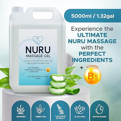 Miniatura 10 de Gel de terapia de masaje Nuru japonés  Aloe Vera, algas, té verde, regaliz y vitamina B5 (8.45 onzas líquidas)