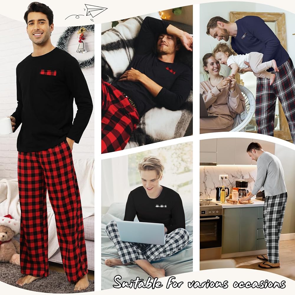 Pigiama Uomo Invernale A Quadri - Set 2 Pezzi Cotone Con Tasche E Scollo A V, Comodo E Caldo - Foto 11