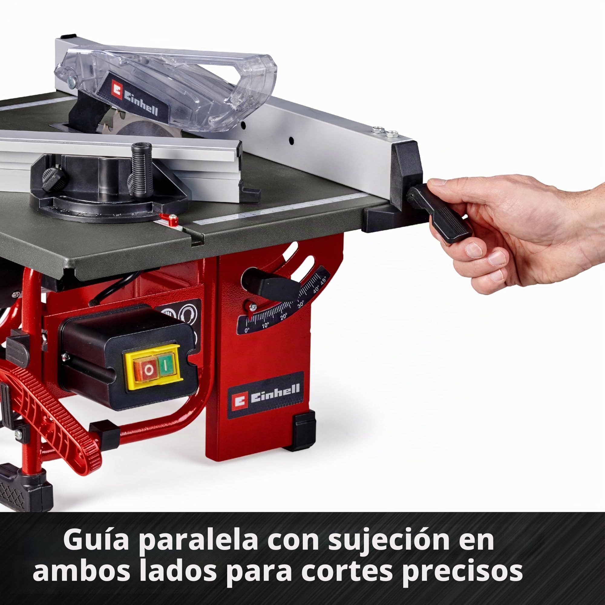 Einhell TC-TS 8 I - Sierra circular sobre mesa (800 W, altura de corte 45 mm, hoja Ø 200 mm, tope de ángulo, tope paralelo, conexión para aspiradora, con cuchilla de carburos de tungsteno)
