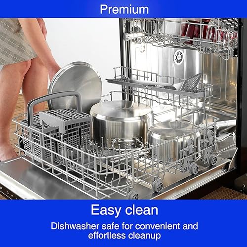 Miniatura 6 de Cyrder - Olla de acero inoxidable para pasta, 5 cuartos de galón, colador en tapa de vidrio, dos boquillas laterales, olla inferior de cápsula,