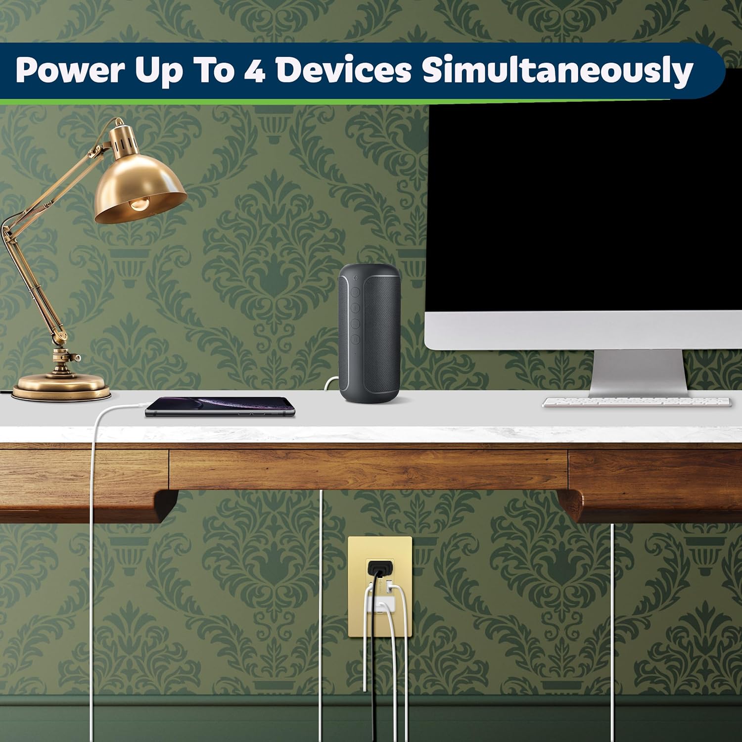 TOPGREENER USB Outlet, Type C & Type A Wall Outlet, 15 Amp Tamper Resistant Receptacle Plug, Charging Power Outlet with USB Ports, Wall Plate Included, UL Listed, TU21536AC-GDWSI-2PCS, Gold, 2 Pack