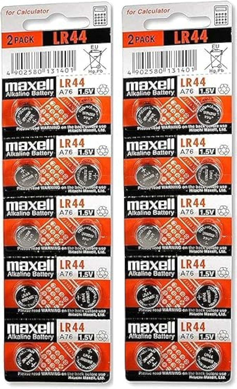 Maxell LR44 (A76) Batteries, 20 Count