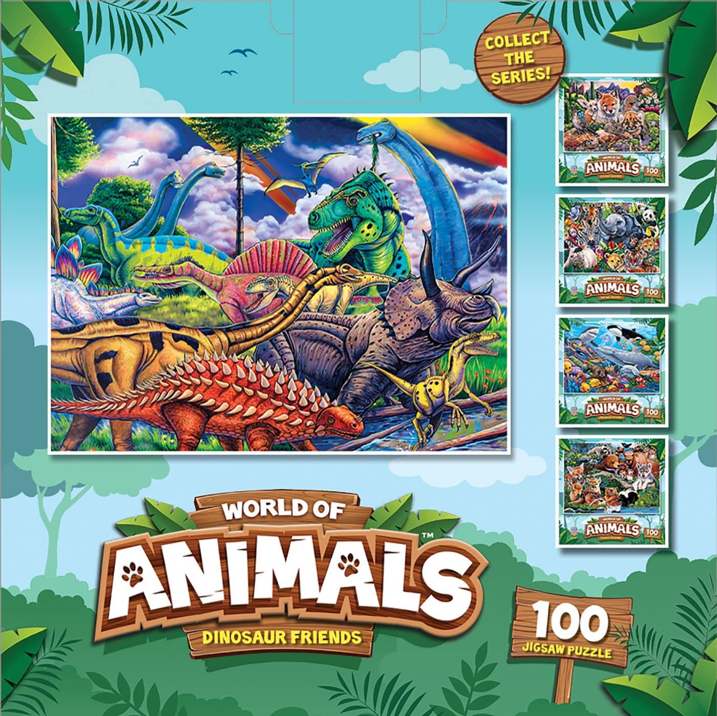 Masterpieces World of Animals 100 Piece Jigsaw Puzzle for Kids - Dinosaur Friends - 11.5"x15"