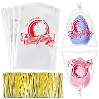 Vista 1 de Geyee 500 bolsas de algodón de azúcar con lazos, algodón de azúcar con estampado transparente para carnaval grande para fiestas y cocina, 11.8 x