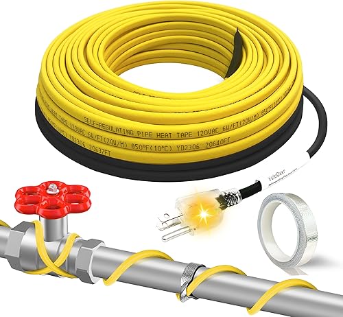 Miniatura 10 de Cable térmico de tubo de 8 pies para protección contra congelación de tuberías de agua, cinta térmica autorregulable para tuberías de metal