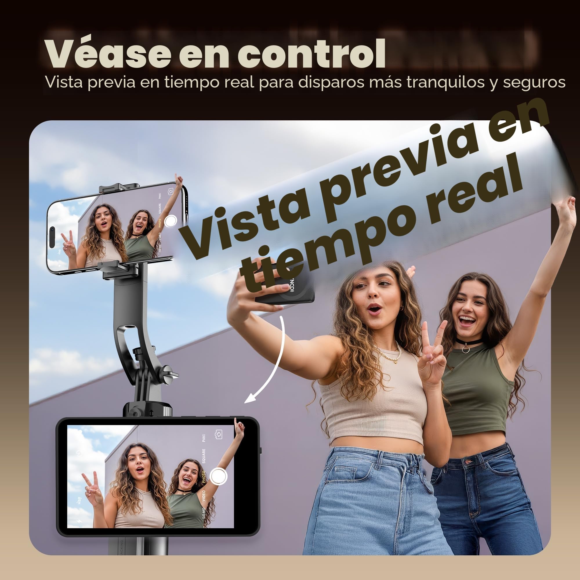 SYNCO XView Monitor Magnético para Teléfono iPhone 17 y Android, Pantalla Selfie Vlog Inalámbrica 50 m con Altavoz Integrado, Ideal para TikTok y Youtube (Negro)