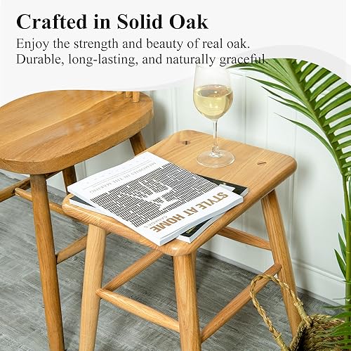 Miniatura 4 de Taburete de madera, juego de 2 mesas auxiliares pequeñas de madera, taburetes de madera para plantas, taburetes de bar de madera, mesa auxiliar para