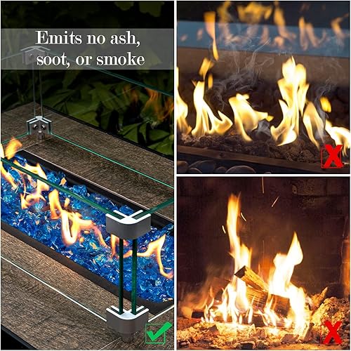 Miniatura 3 de GASPRO Vidrio de fuego de 10 libras para hoguera de propano, rocas decorativas de vidrio para chimenea de 12 pulgada para mesa de hoguera, turquesa