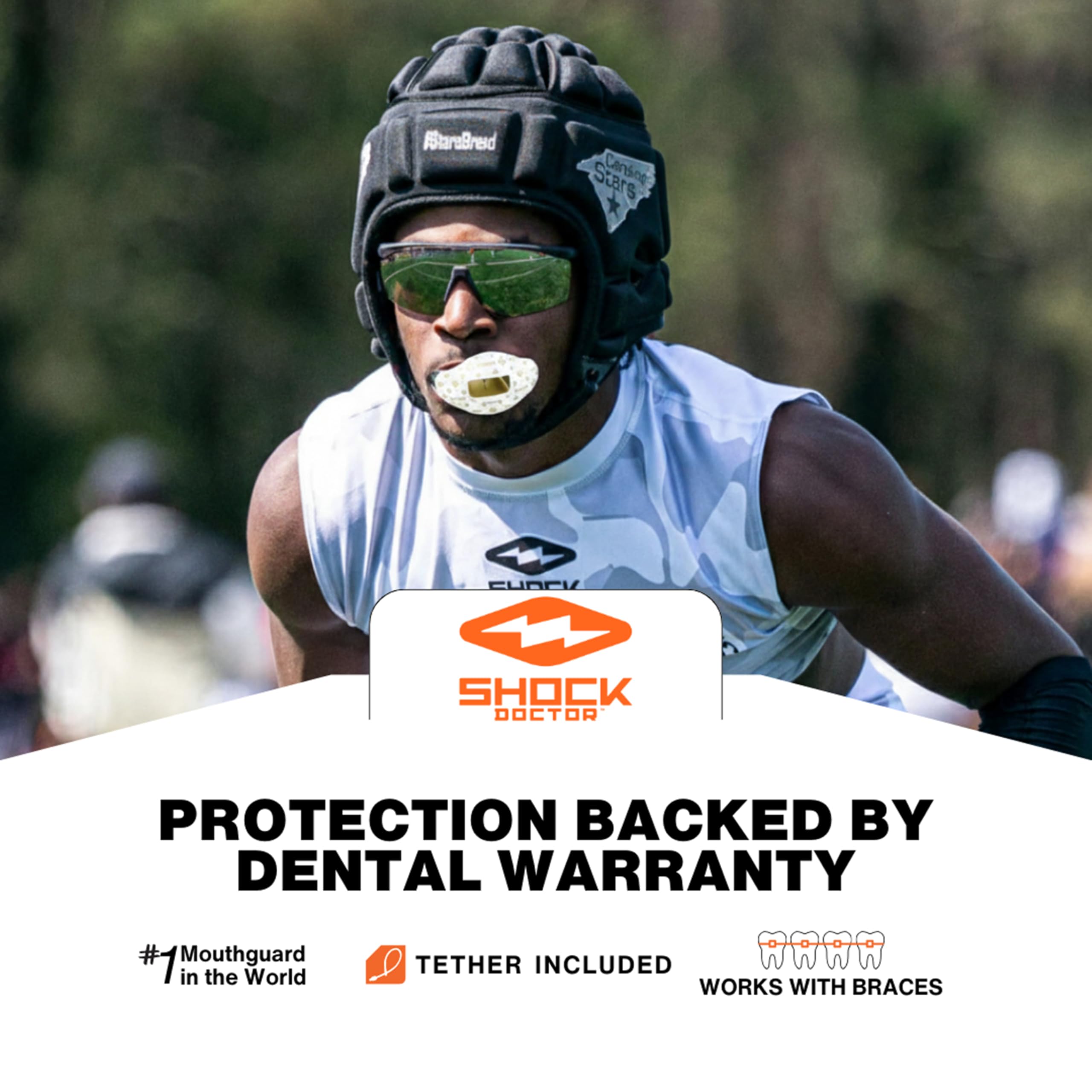 Amazon.com : Shock Doctor Football Lip Guard Mouthpiece with Strap –  Breathable, Wide Opening – Adult & Youth OSFA : Beauty & Personal Care
