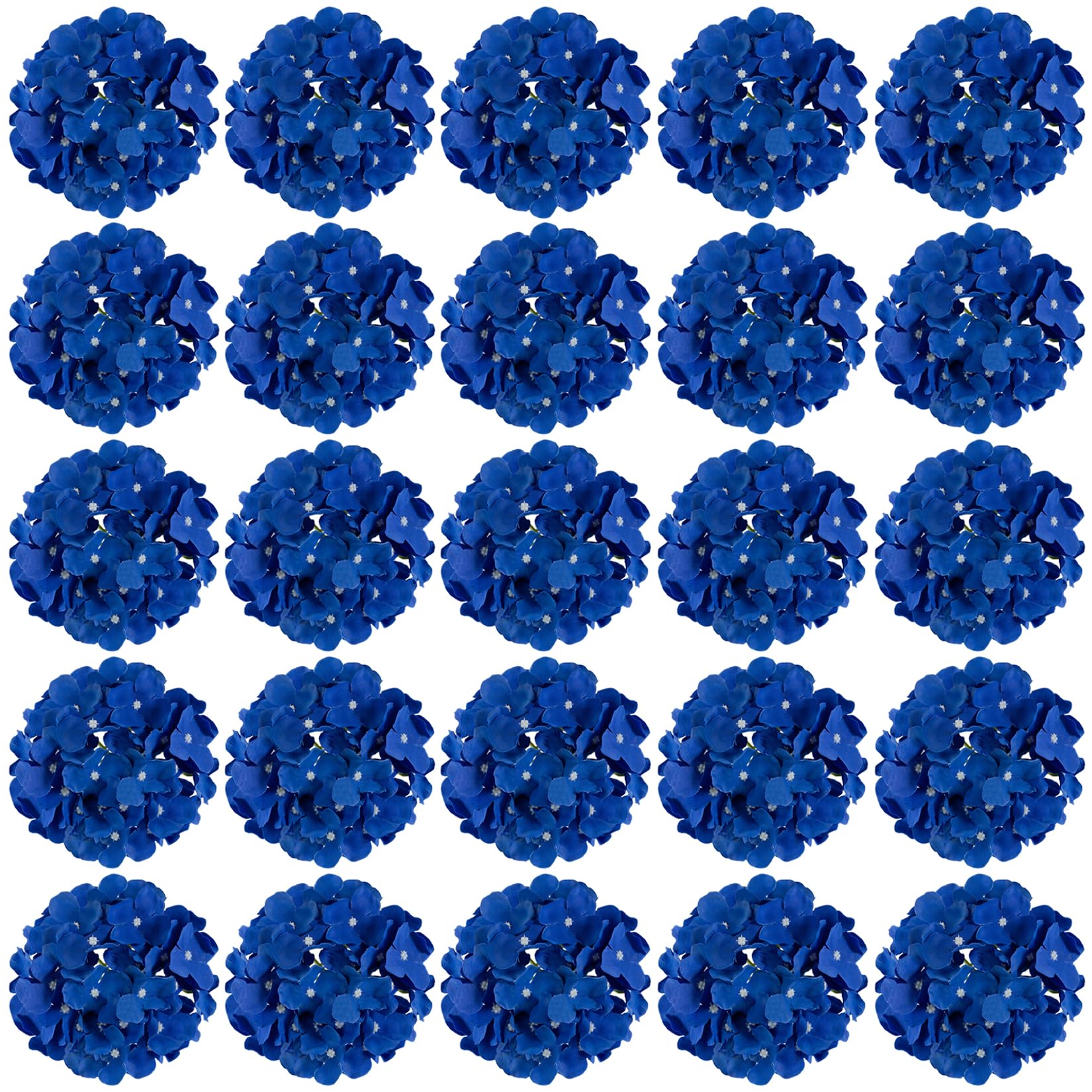 FagusHome 30 Pcs Silk Hydrangea Heads Artificial Flowers Heads and Stems Fake Hydrangea Flowers for Home Wedding Decor (Dark Blue)