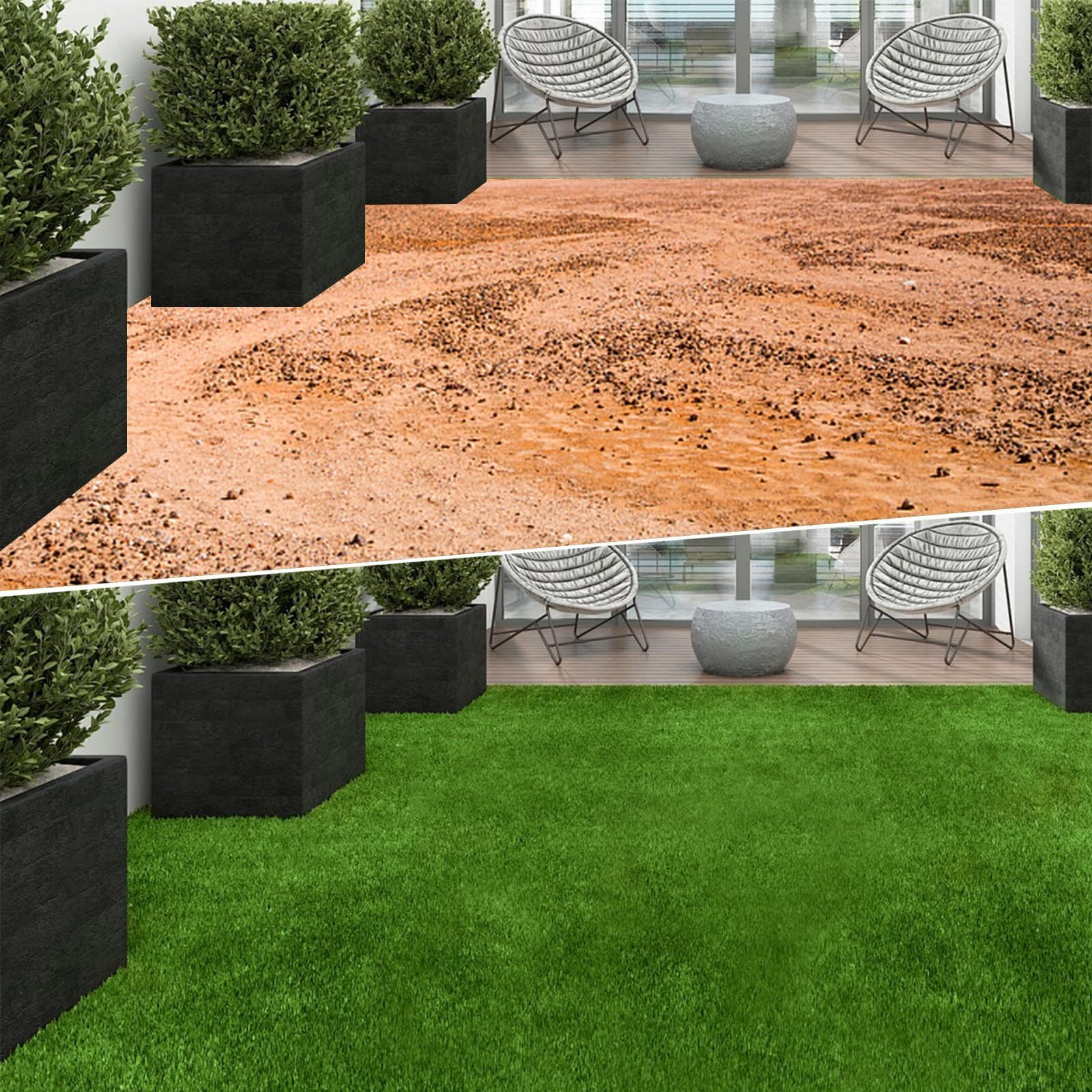 Lot de 2 Rouleau Faux Gazon 35x120 cm, Pelouse Synthétique Extérieur avec Herbe de 2 cm, Gazon Artificiel Antidérapant pour Balcon, Terrasse et Décoration