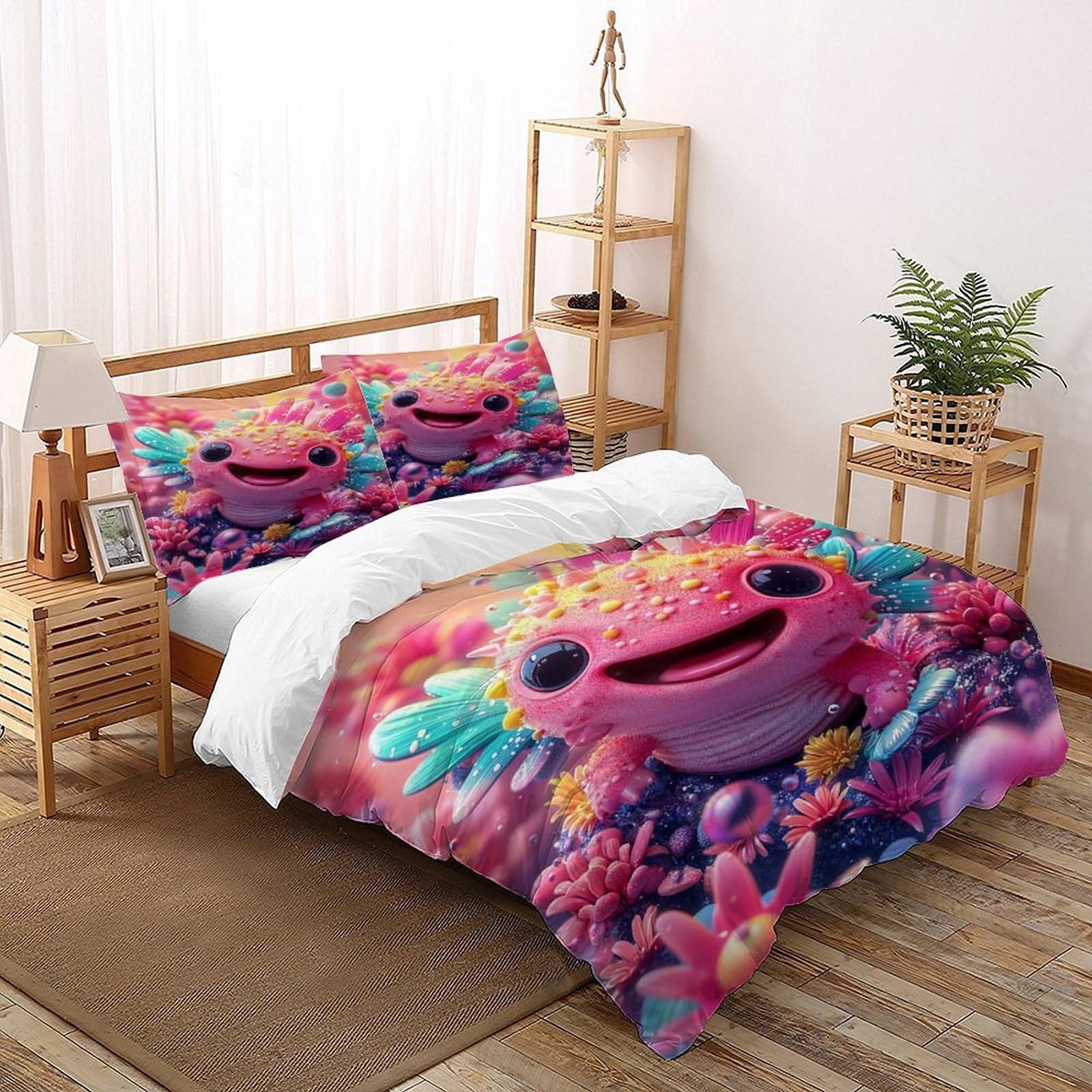 Housse de couette Axolotl 260x220 cm avec 2 taies parure lit