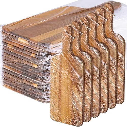 Irenare Juego de 18 tablas de cortar lisas con asas, grabado láser, charcutería de madera, tabla de cortar para servir a granel para bricolaje,