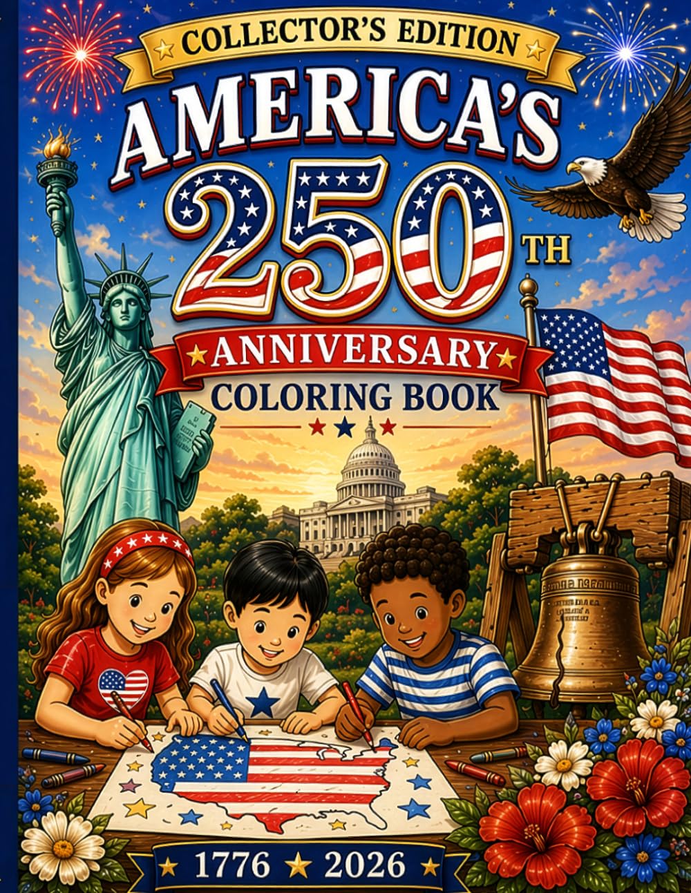 America's 250th Anniversary Coloring Book: Collectors Edition: Patriotic Coloring Pages for Kids Celebrating America's Semiquincentennial (1776–2026) (America 250)