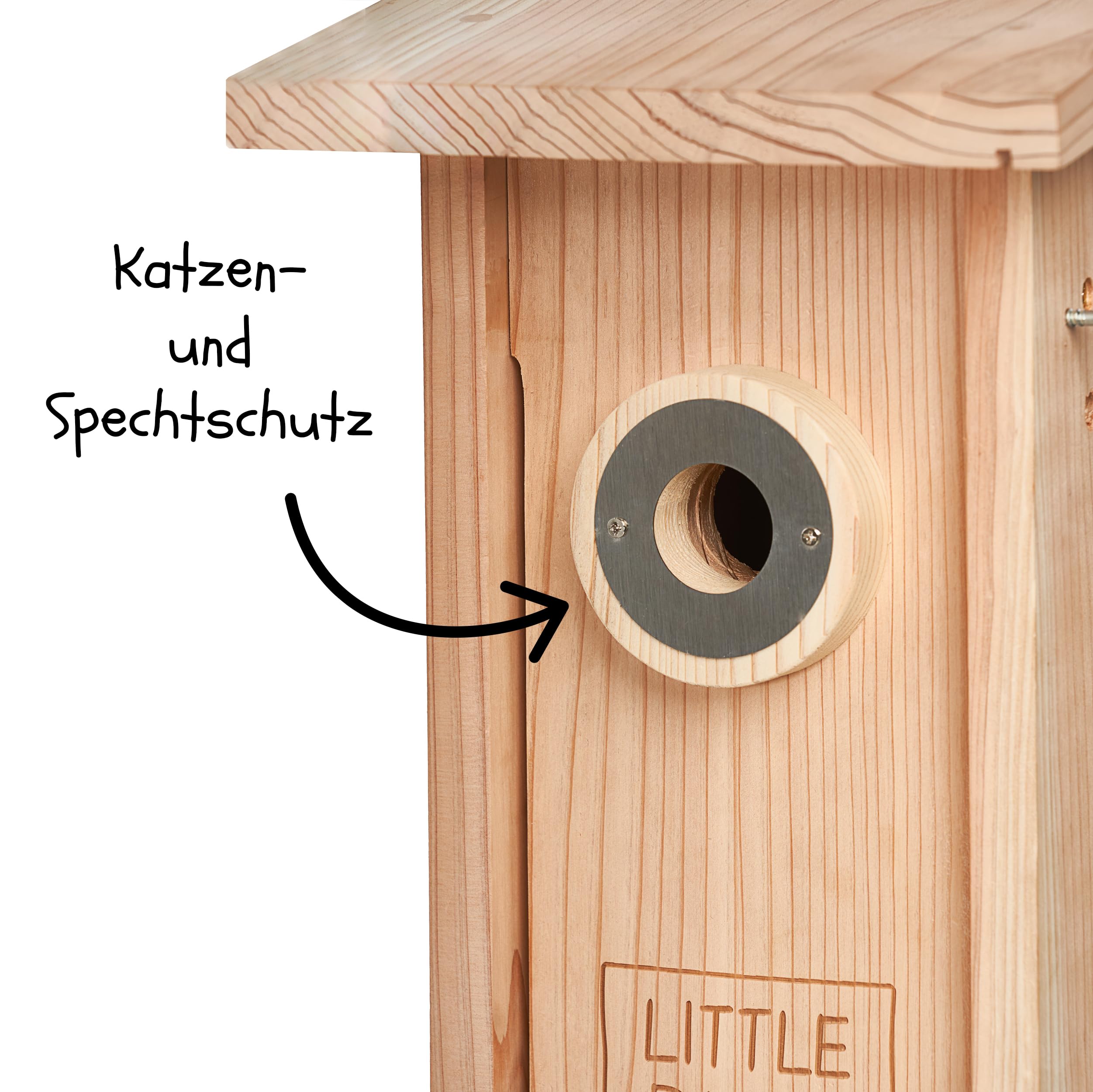 Little Birds - Caja nido para cámara "Blink", madera maciza ecológica, protección para gatos y pájaros carpinteros, incubadora
