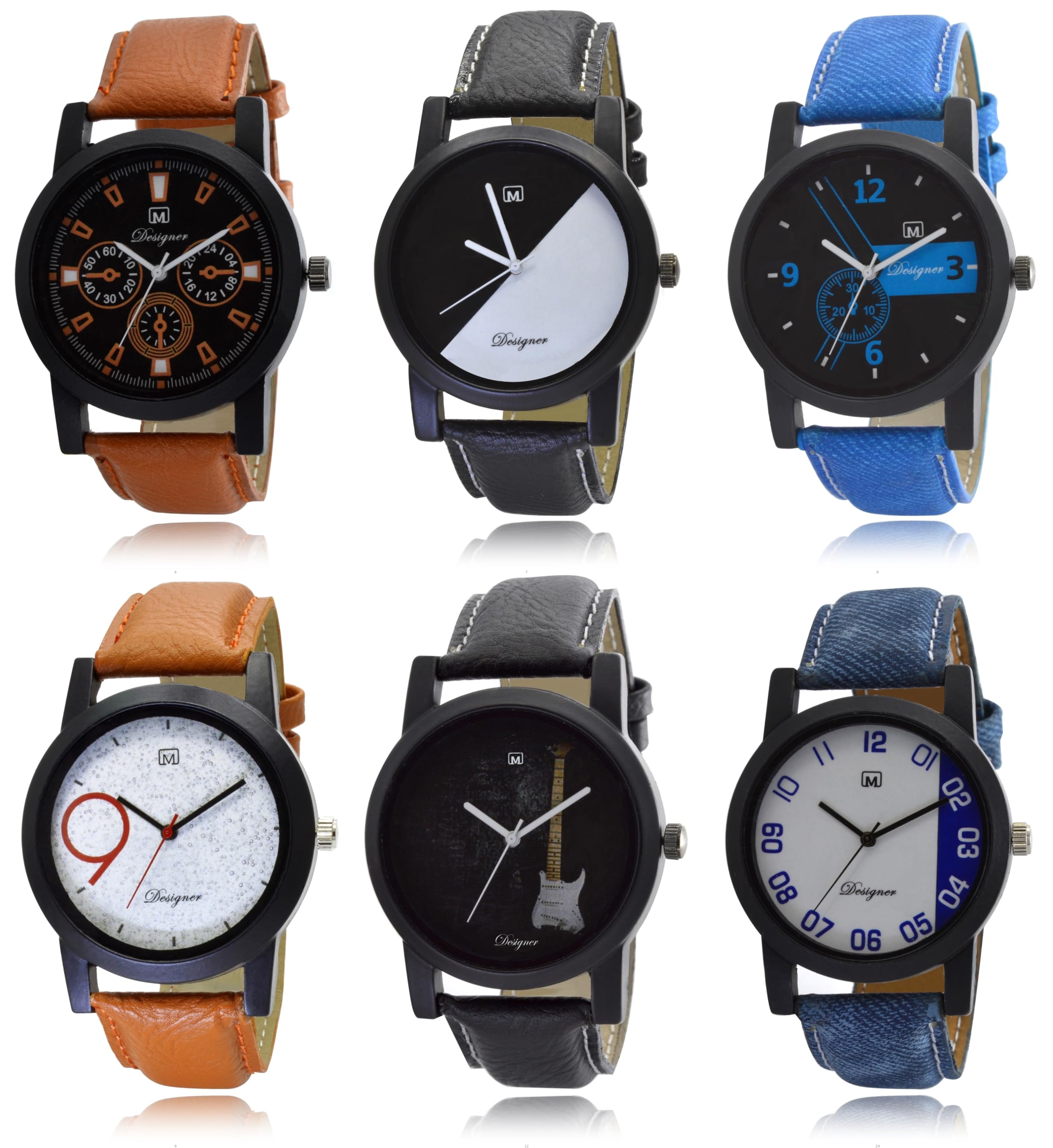 Bollywood Designer Analogue Watch for Mens & Boys Watch Multi Colour Dial Family Combo Pack of 6 (8) (B0CRDSJR9C) Amazon Price History, Amazon Price Tracker