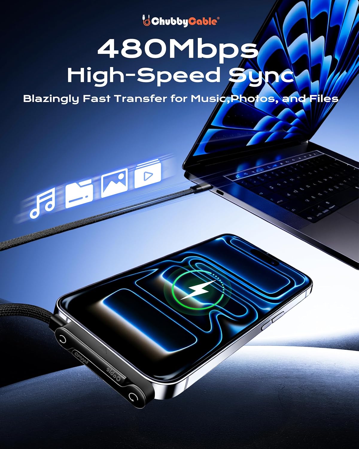 chubbycable StandLite 240W Braided Fast Charge Cable with Built-in Phone Stand T-Shaped Foldable Durable USB-C Cord 90 Degree USB C Cable Right Angle Multi-Functional Charger Cord (3PCS)