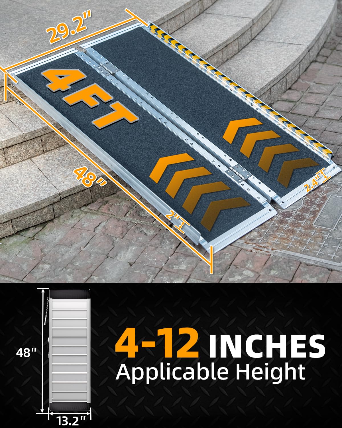 Portable Wheelchair Ramp - 4FT Non-Slip -2