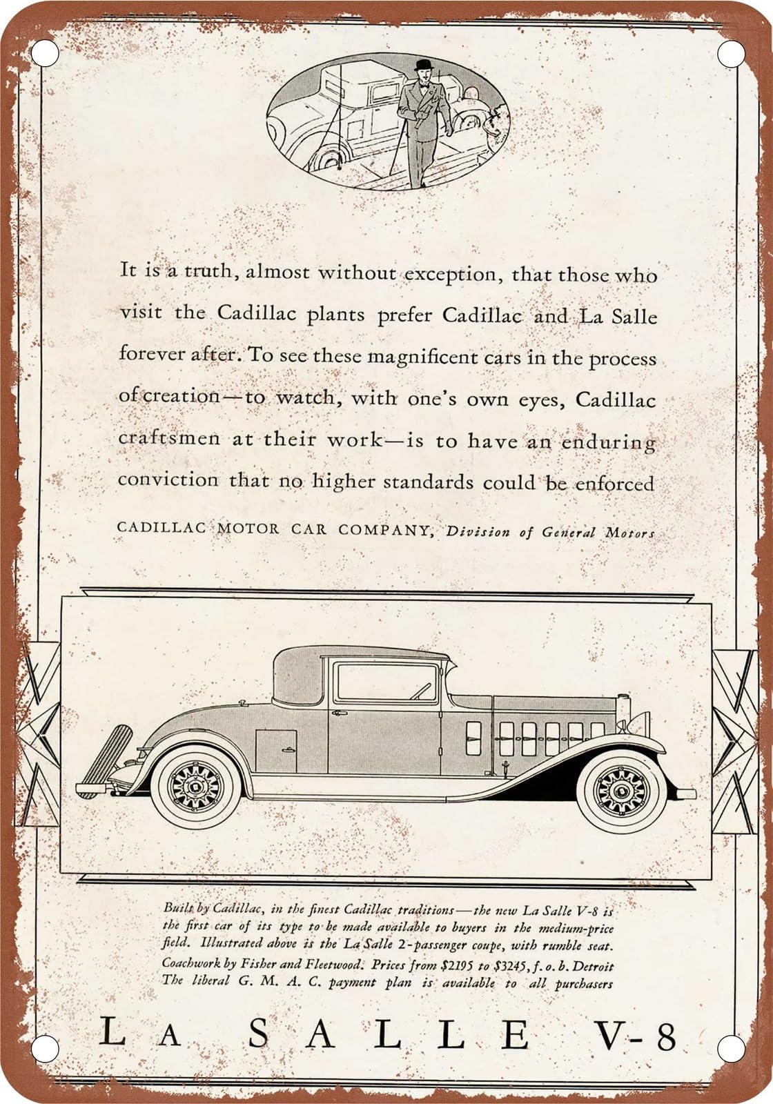 METAL SIGN - 1931 LaSalle Vintage Ad 04 - Old Retro Rusty Look home decor