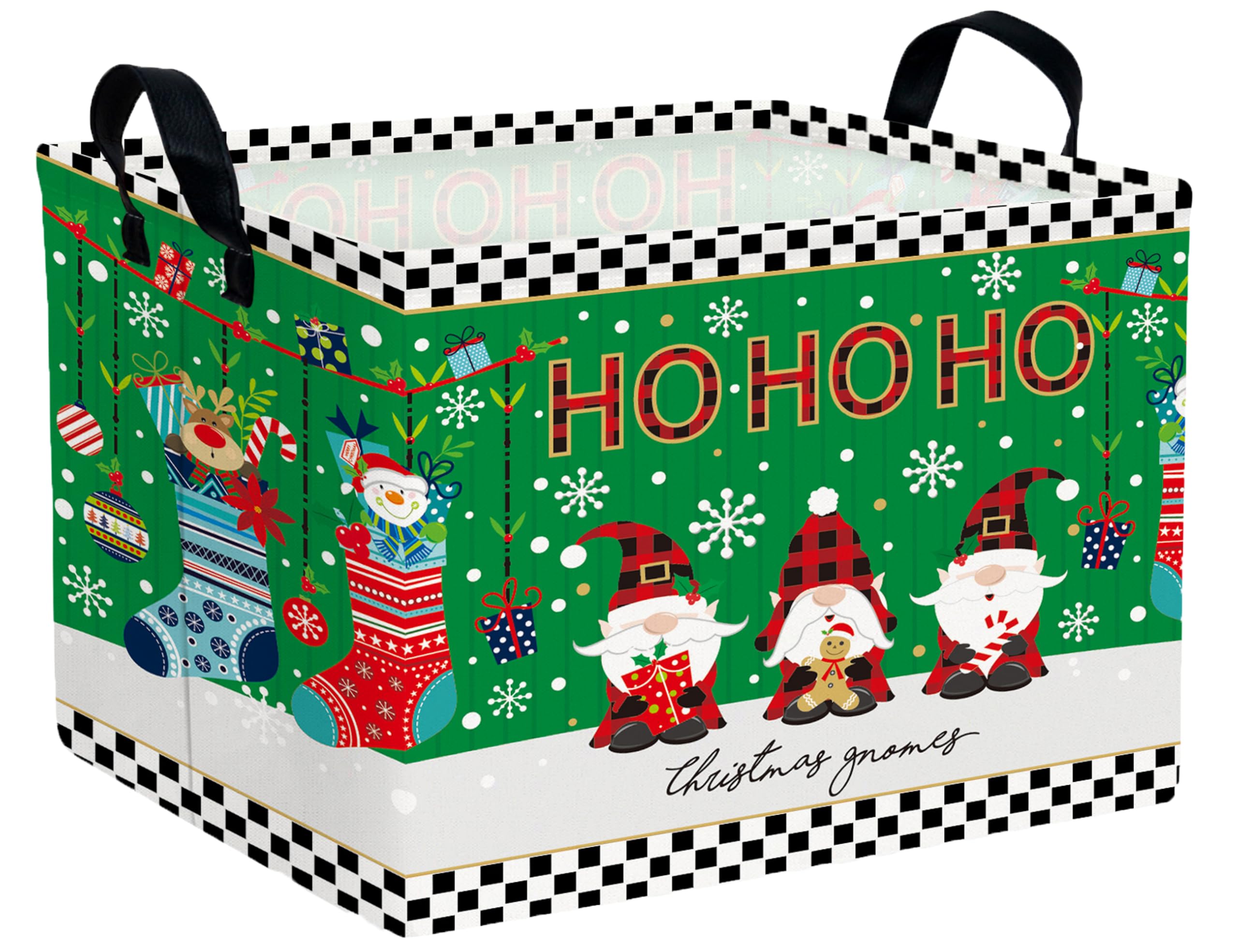 Large Christmas Gifts Empty Baskets Kids Collapsible Holiday Storage Bin with Handle (Socks Gnome)