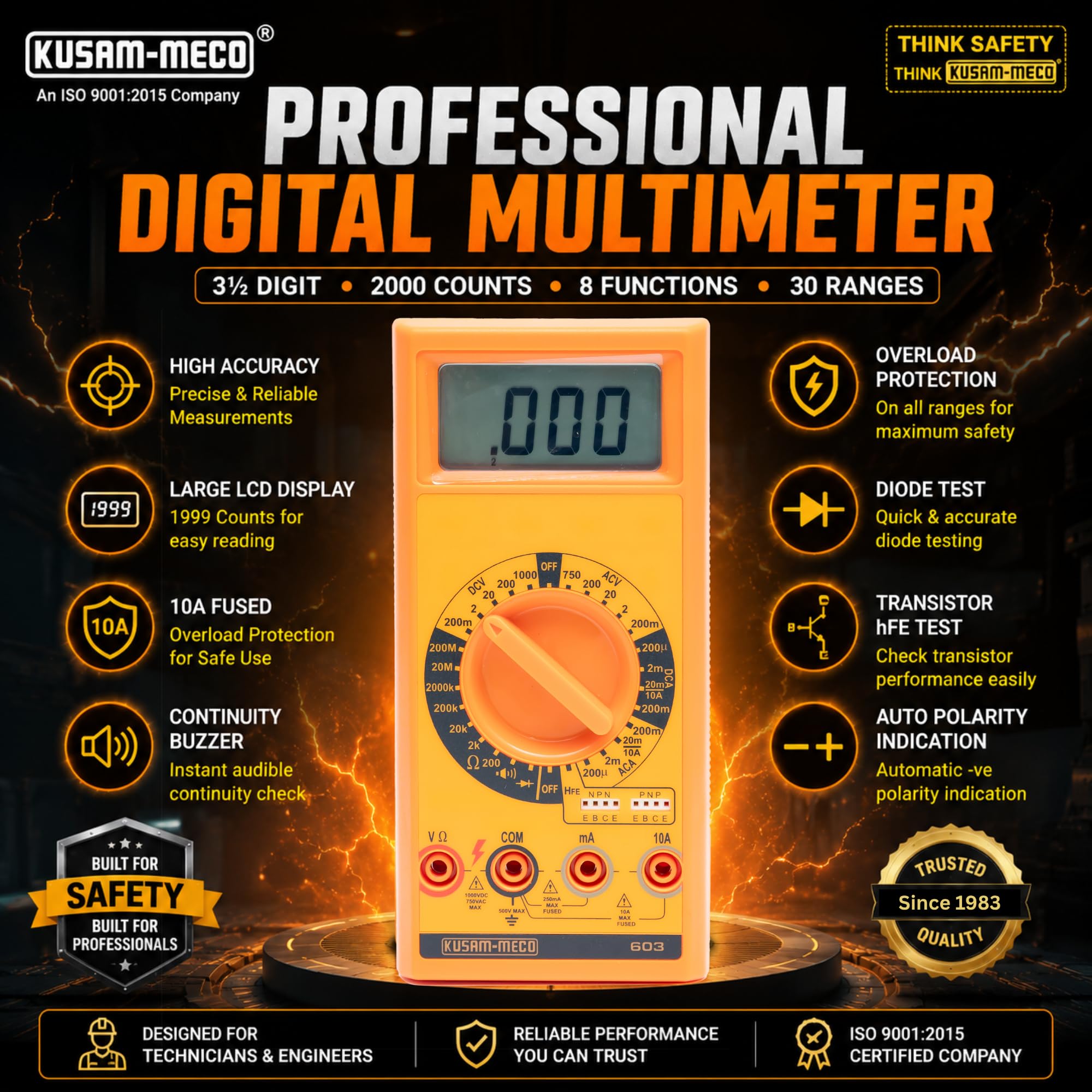 Kusam-Meco 3½ DIGIT 1999 COUNTS DIGITAL MULTIMETER (8 FUNCTIONS 30 RANGES) 4