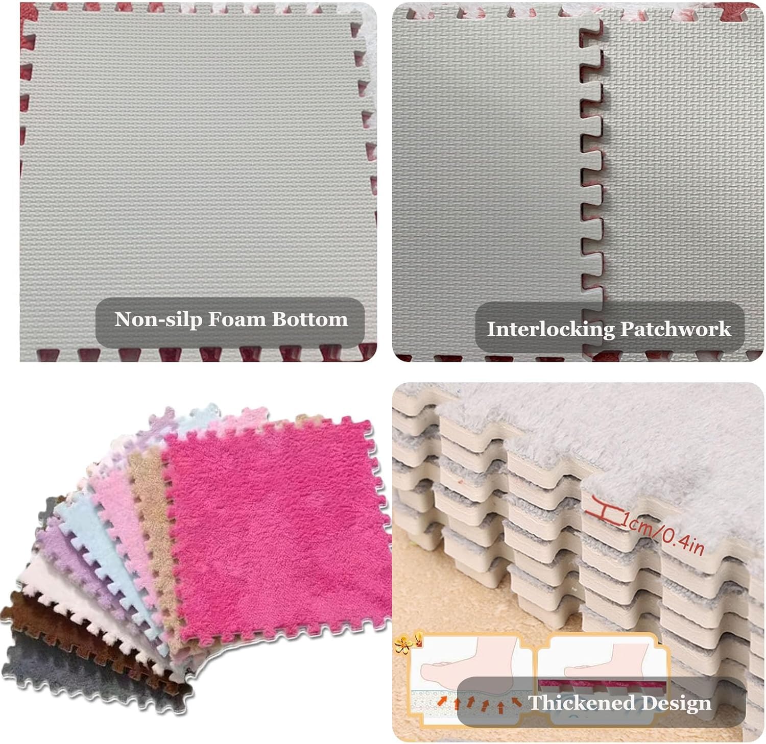 Ensemble de 30 Tapis en Mousse Patchwork Bleu lac/Gris, Tapis Puzzle Doux de 30 x 30 cm avec Une Texture Moelleuse, adaptés aux salles de Jeux pour Enfants, aux gymnases et à Un Usage domest