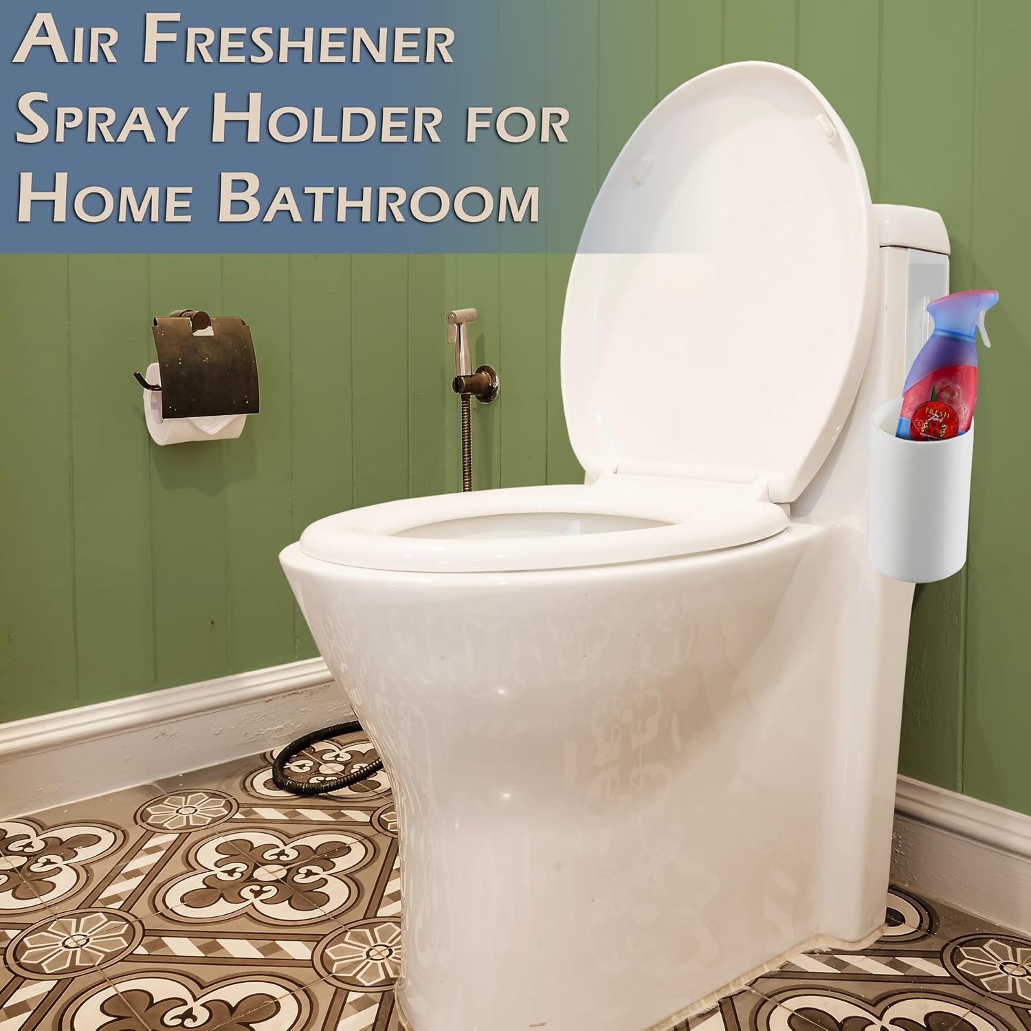 Home-X White Air Freshener Spray Bottle Holder for Home Bathroom - Fits Toilet Deodorizer and Aerosol Odor Eliminator – Convenient, Easy to Install, Durable, Aerosol, Spray Bottle Organizer