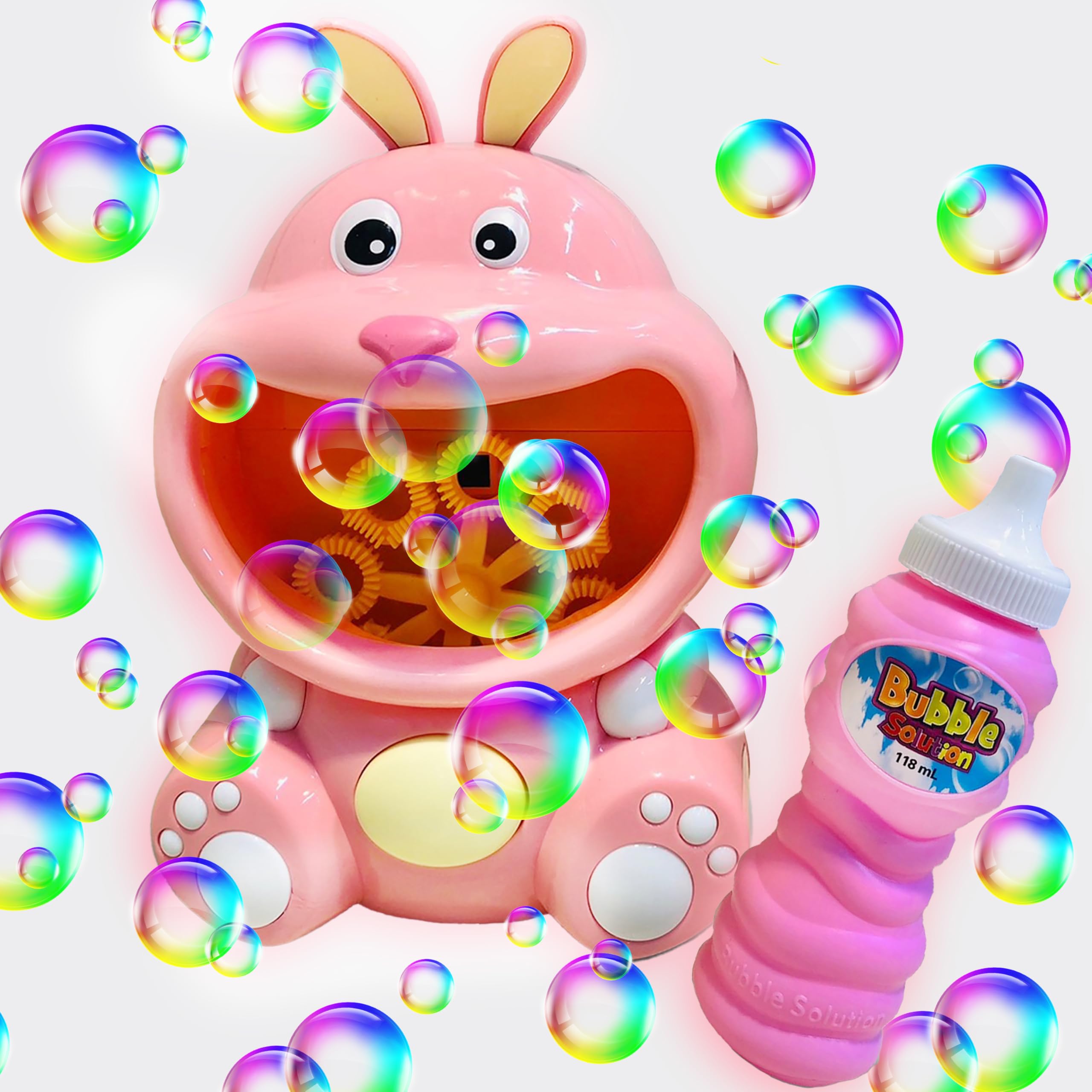 Bambibo Bubble Machine Toy for Kids - Pink, Rabbit Bubble Blower For Kids | Animal Bubbles Machine For Kids | Soap Bubble Machines For Outdoors Kids Play | Bubbles Blower For Kids