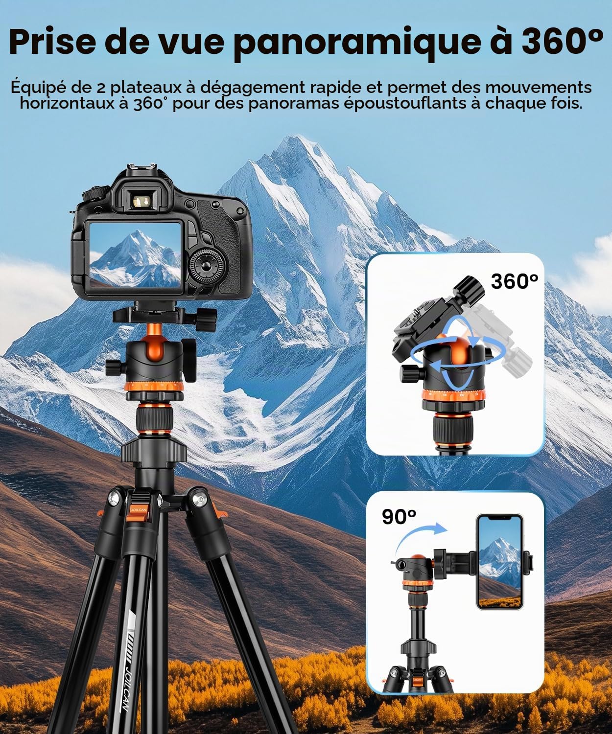 JOILCAN Trépied Appareil Photo pour Smartphone，168CM Trépied Caméra