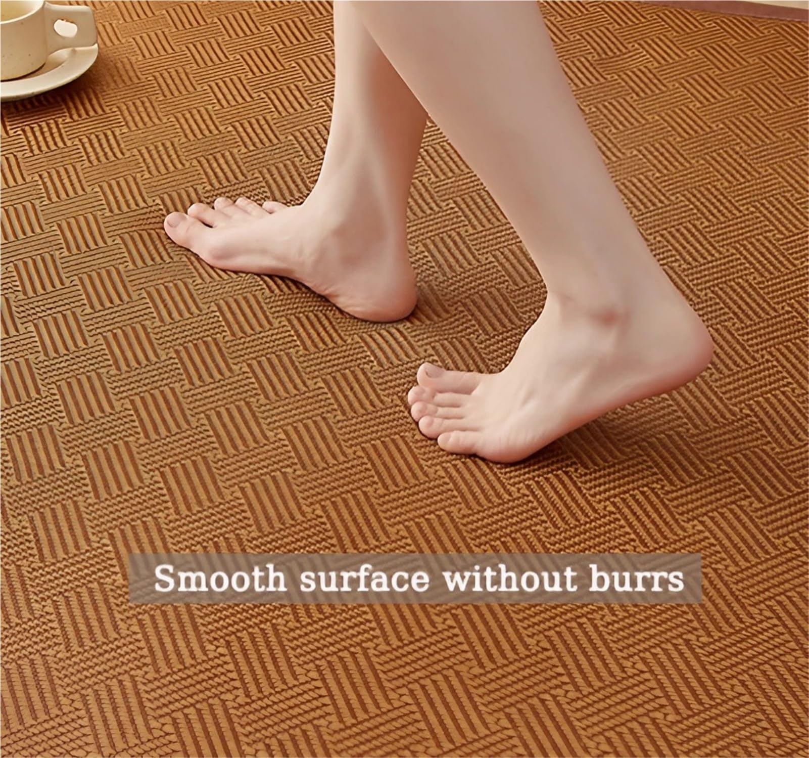 Tatami-Bodenmatte aus natürlichem Rattan 1,5 cm Dicke Schlafmatte rutschfest atmungsaktiv 90 x 200 cm Braun