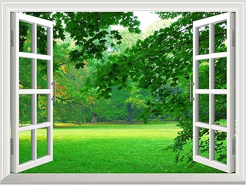 Miniatura 2 de wall26 Adhesivo de pared extraíblemural de pared Parque en otoño, decoración de pared creativa con vista de ventana, 36 x 48 pulgadas